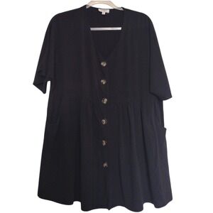 Umgee Tunic Woman's L Black Shirt Sleeves Pockets Beach Cover‎ Up
